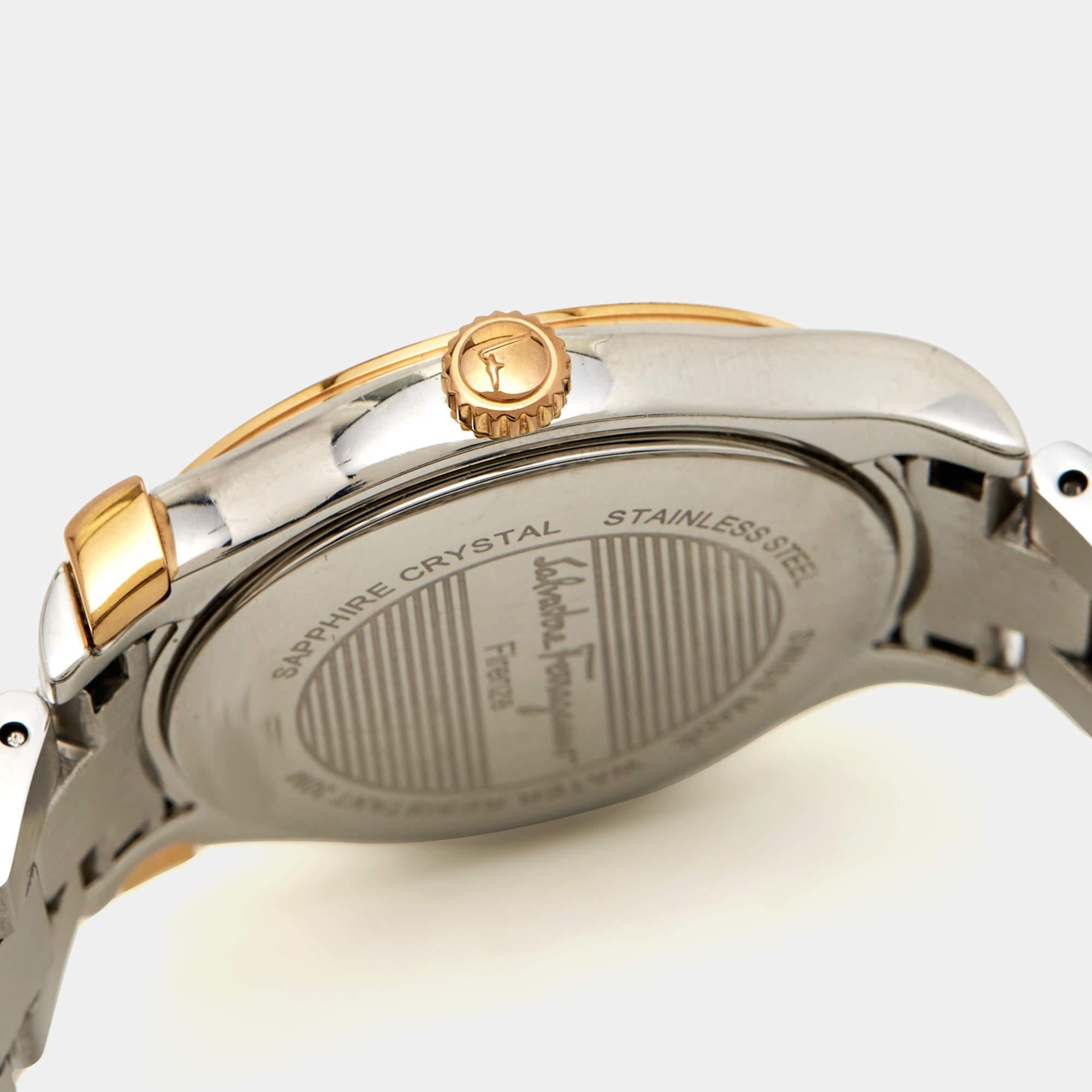 Aesthetic Movement Salvatore Ferragamo Black Two Tone Stainless Steel FF3 Women's Wristwatch 33 mm