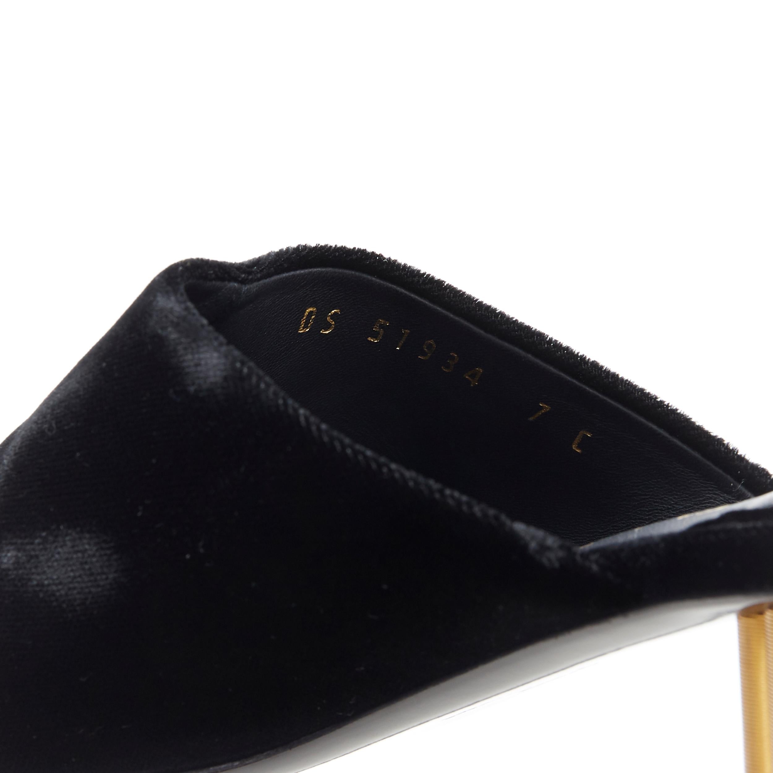 SALVATORE FERRAGAMO black velvet gold sculpted heel almond toe mule heel EU37 6