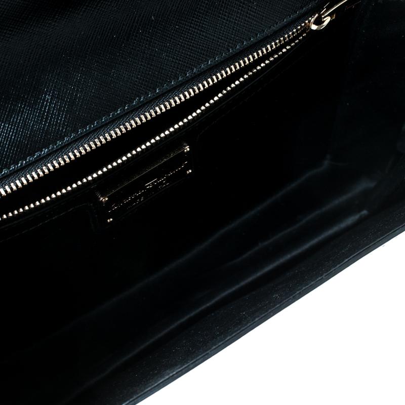 Salvatore Ferragamo Black/White Leather Ginny Shoulder Bag 5