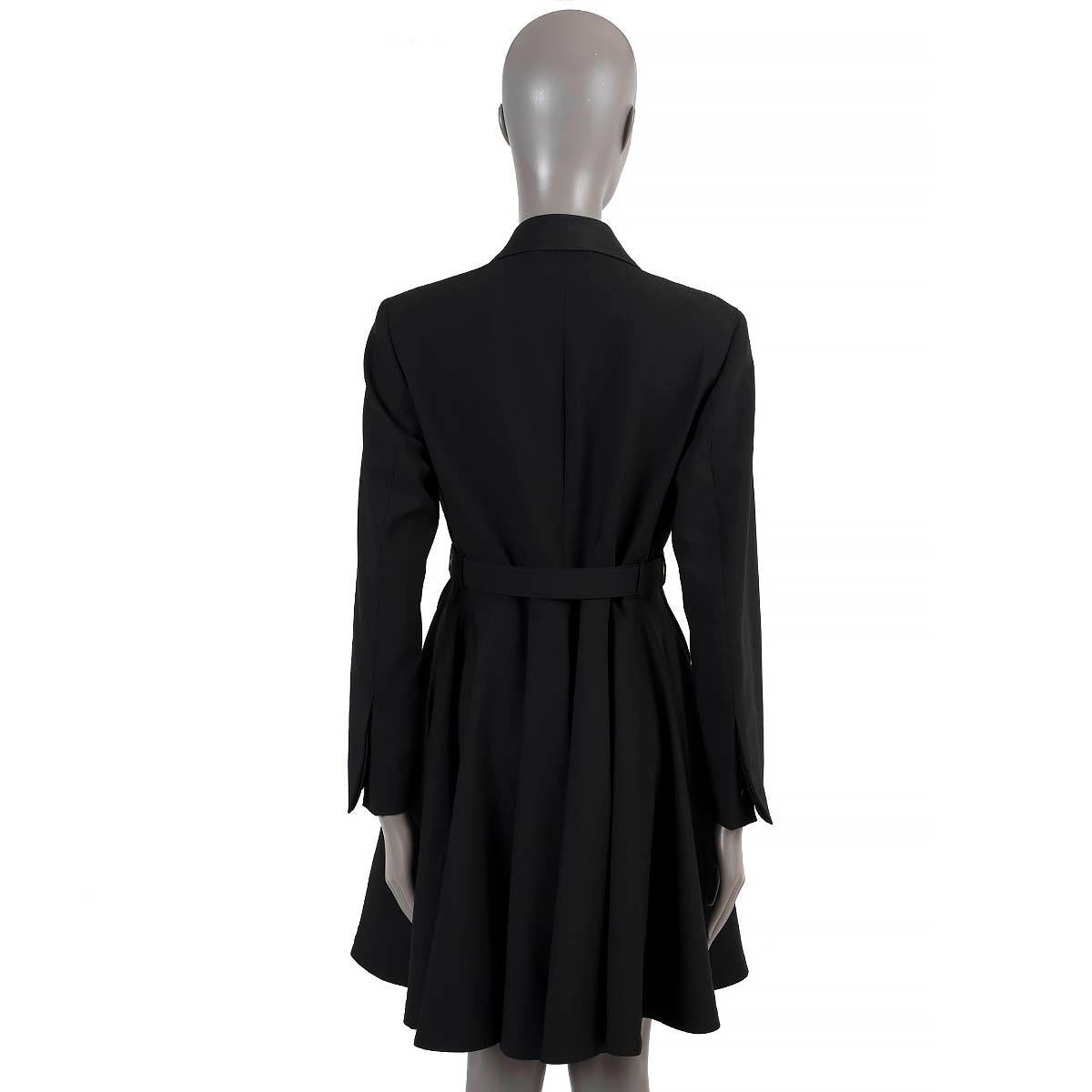 Black SALVATORE FERRAGAMO black wool BELTED BLAZER Dress M For Sale