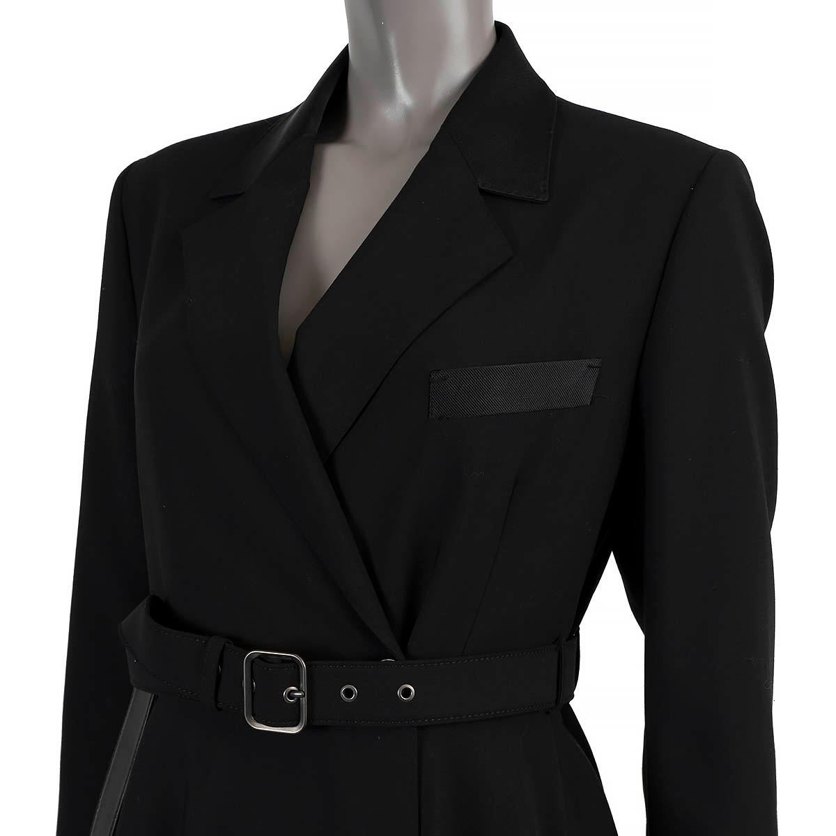 SALVATORE FERRAGAMO black wool BELTED BLAZER Dress M For Sale 1