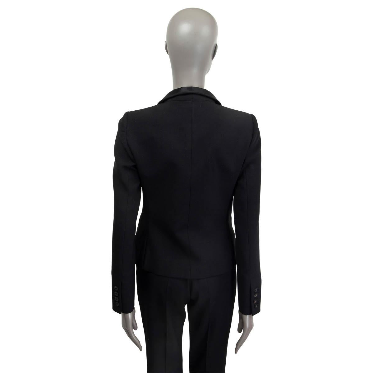 Women's SALVATORE FERRAGAMO black wool SATIN COLLAR Blazer Jacket 42 M
