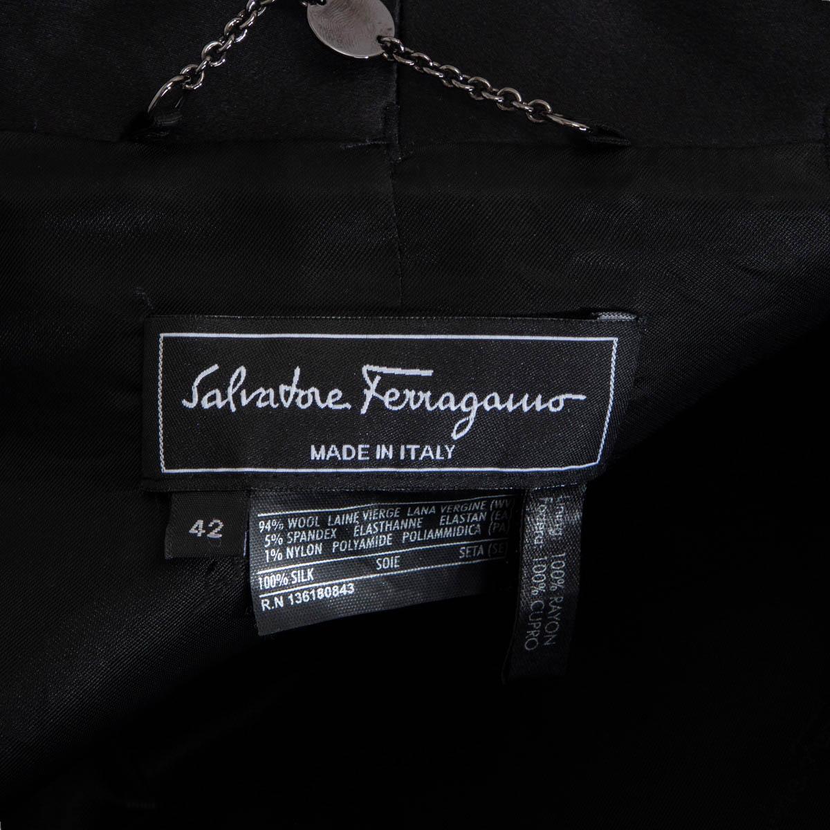 SALVATORE FERRAGAMO black wool SATIN COLLAR Blazer Jacket 42 M 2