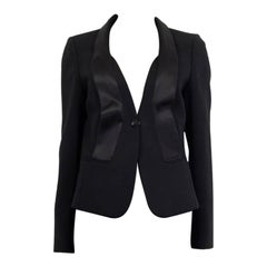 SALVATORE FERRAGAMO black wool SATIN COLLAR Blazer Jacket 42 M