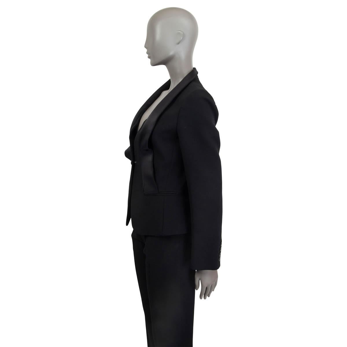 Women's SALVATORE FERRAGAMO black wool SATIN SHAWL COLLAR TUXEDO Blazer Jacket 42 M