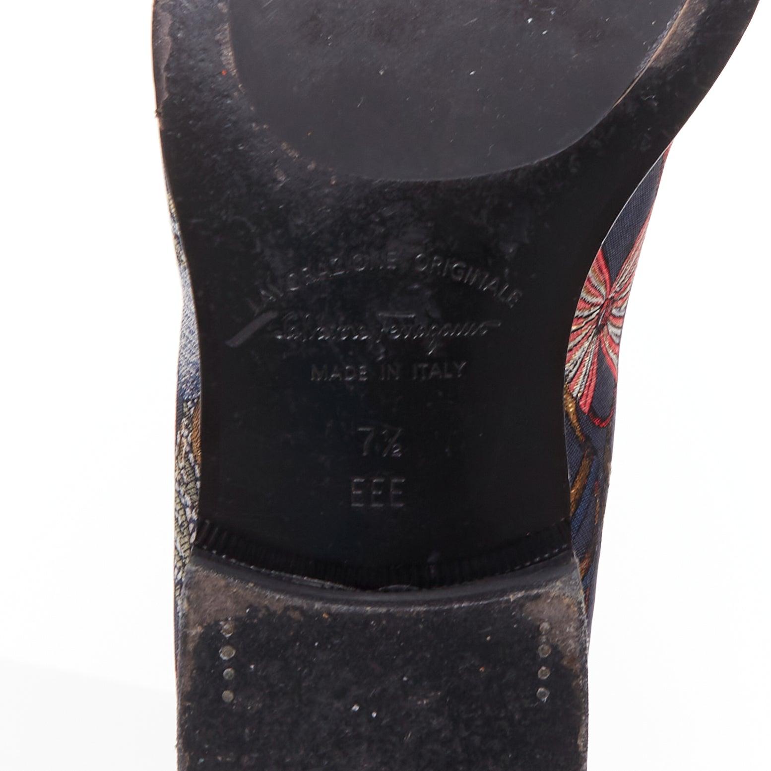 SALVATORE FERRAGAMO Mocasines planos jacquard con estampado de zapatos Blondie UK7.5 EU41.5 en venta 5