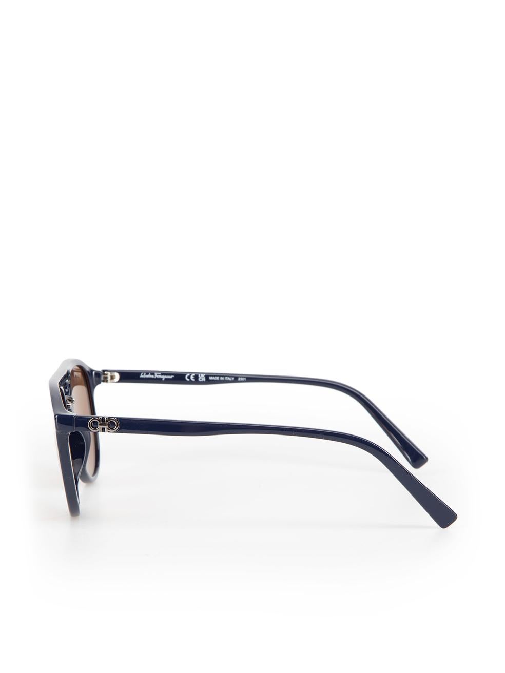 Women's Salvatore Ferragamo Blue Aviator Amber Lens Sunglasses For Sale