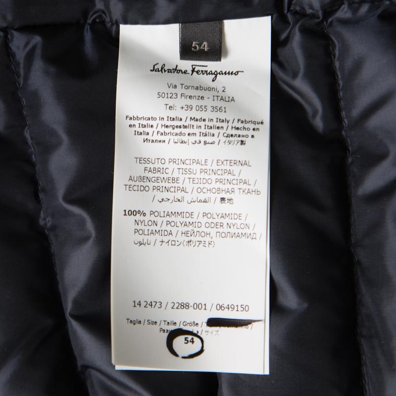 Men's Salvatore Ferragamo Blue Camo Print Hooded Zip Front Quilted Down Jacket XL