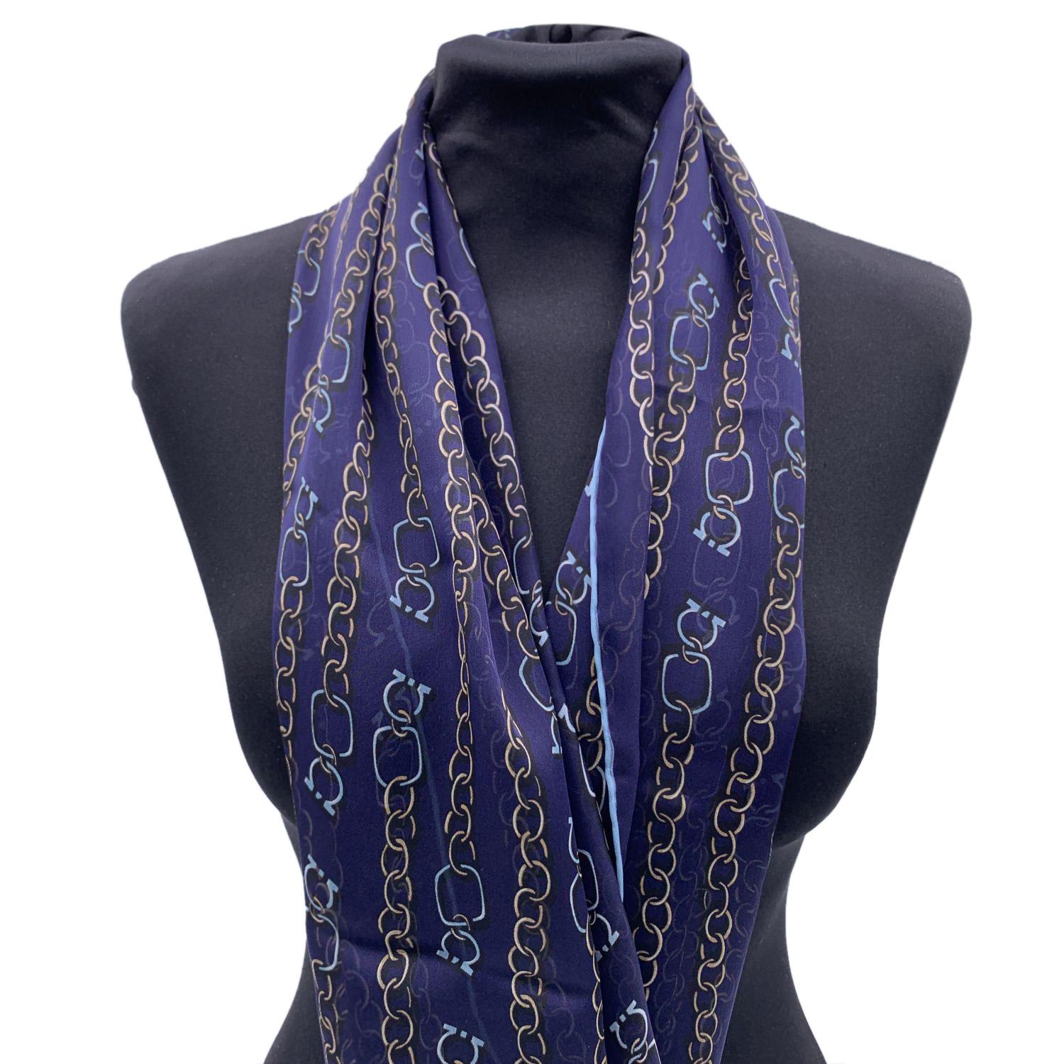 Salvatore Ferragamo 'Catena' chain print oblong scarf. Blue color with light blue plump hem. design. Composition: 100% Silk. Measurements: 63 x 18 inches - 160 x 45 cm. Made in Italy.

Retail price was 195 Euros


Details

MATERIAL: Silk

COLOR: