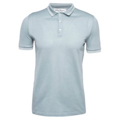 Salvatore Ferragamo Polo de piqué de algodón azul S
