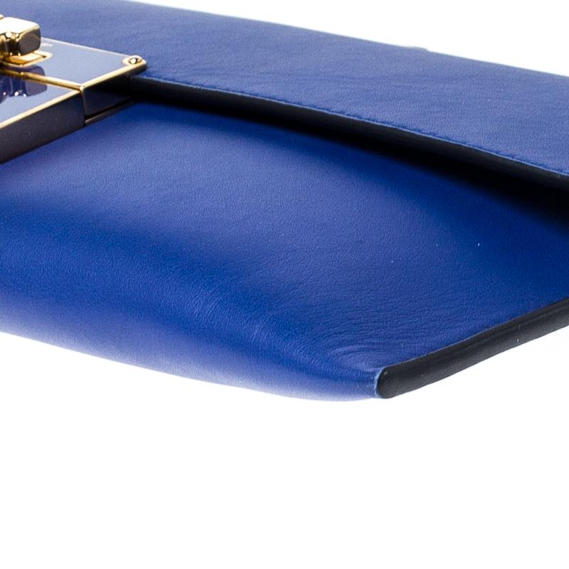 Salvatore Ferragamo Blue Leather Afef Gancio Clutch 7