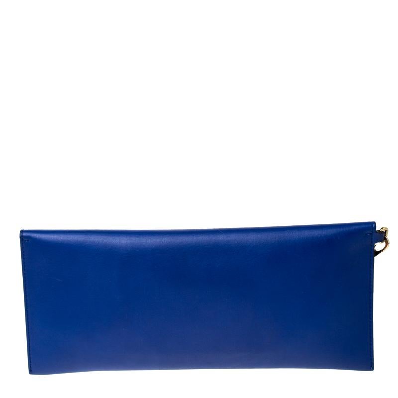 Salvatore Ferragamo Blue Leather Afef Gancio Clutch 1