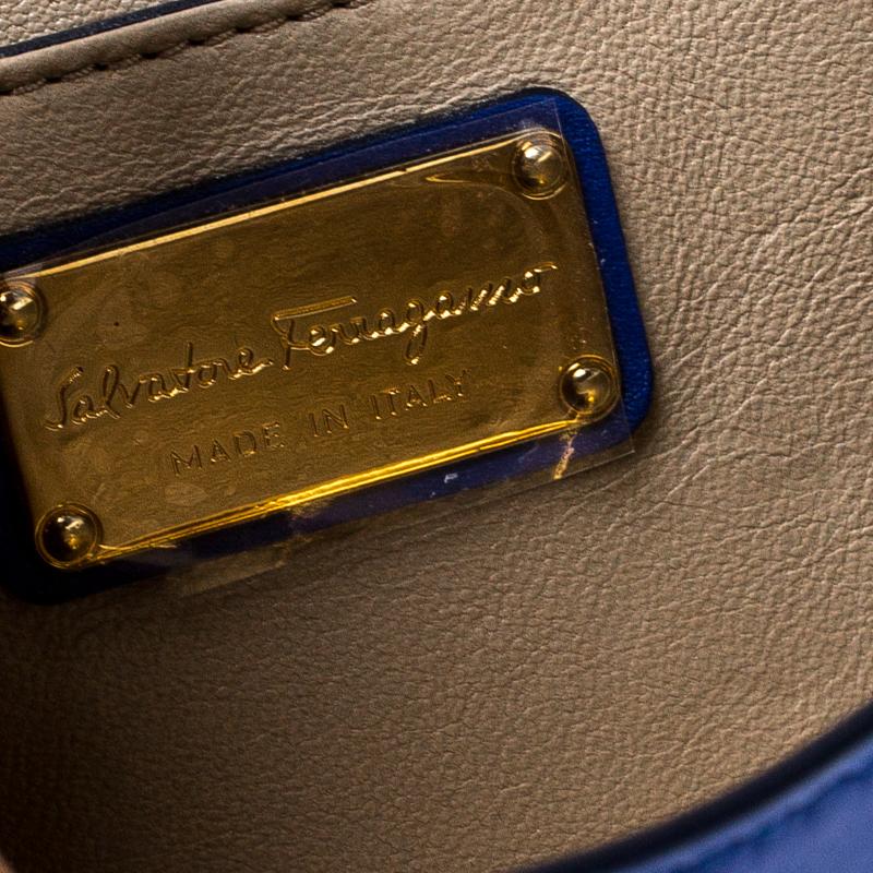 Salvatore Ferragamo Blue Leather Afef Gancio Clutch 3