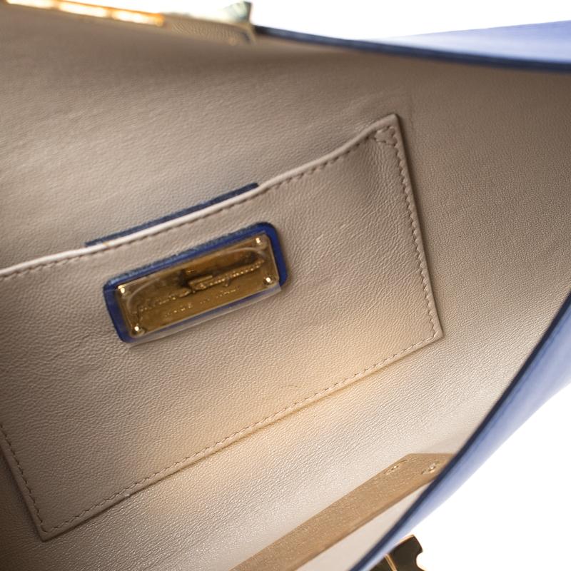 Salvatore Ferragamo Blue Leather Afef Gancio Clutch 5
