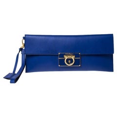 Salvatore Ferragamo Blue Leather Afef Gancio Clutch