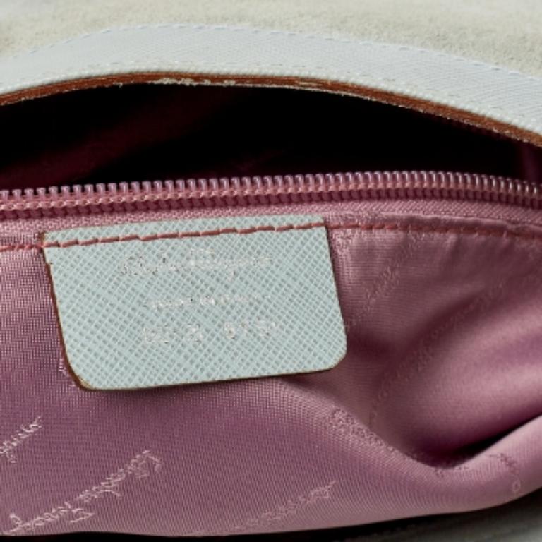 Salvatore Ferragamo Blue Leather and Suede Shoulder Bag For Sale 1