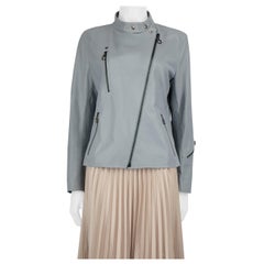 Chaqueta motera de piel azul Salvatore Ferragamo Talla XXL