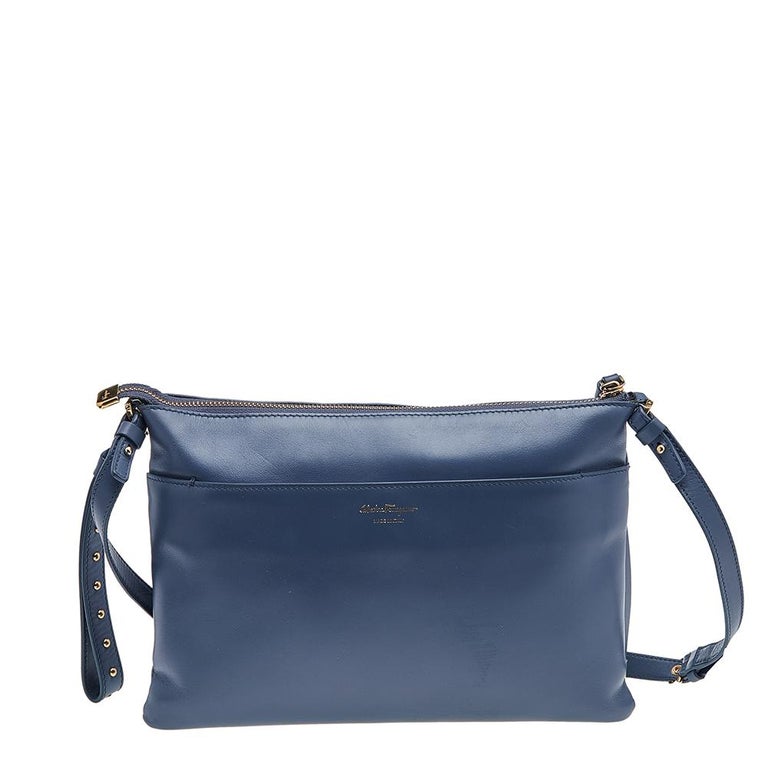 Salvatore Ferragamo Blue Leather Crossbody Bag For Sale at 1stDibs