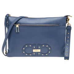 Salvatore Ferragamo Blue Leather Crossbody Bag