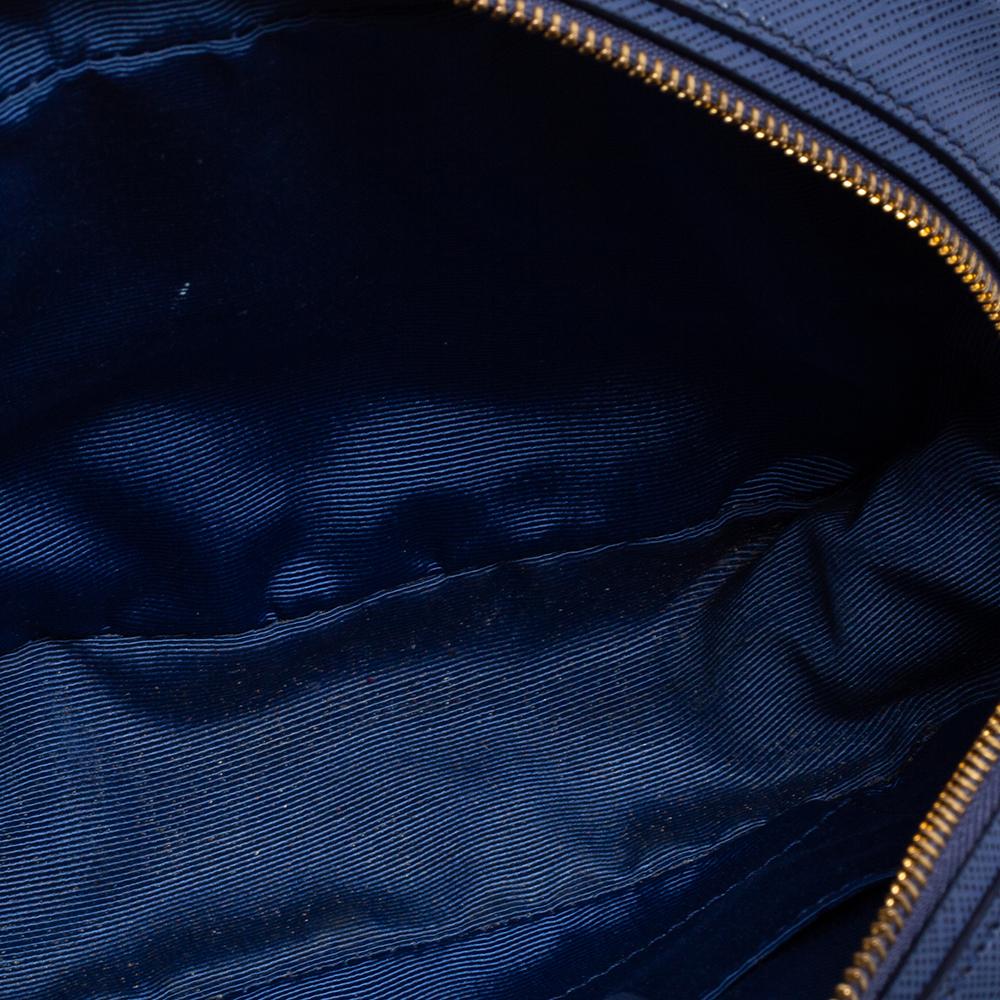 Salvatore Ferragamo Blue Leather Double Gancini Shoulder Bag 6