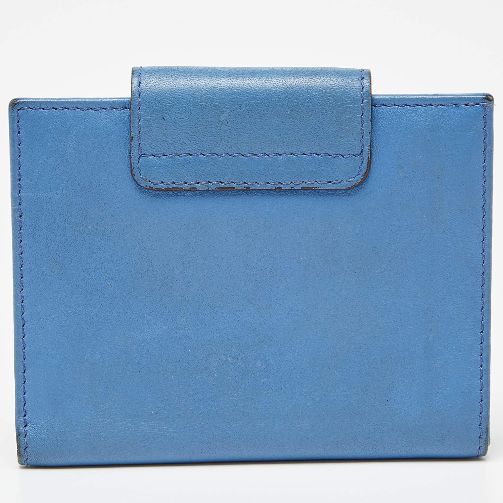Women's Salvatore Ferragamo Blue Leather Gancini Wallet