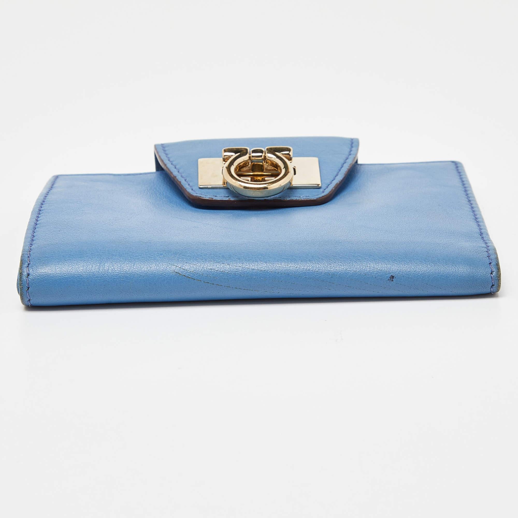 Salvatore Ferragamo Blue Leather Gancini Wallet 2