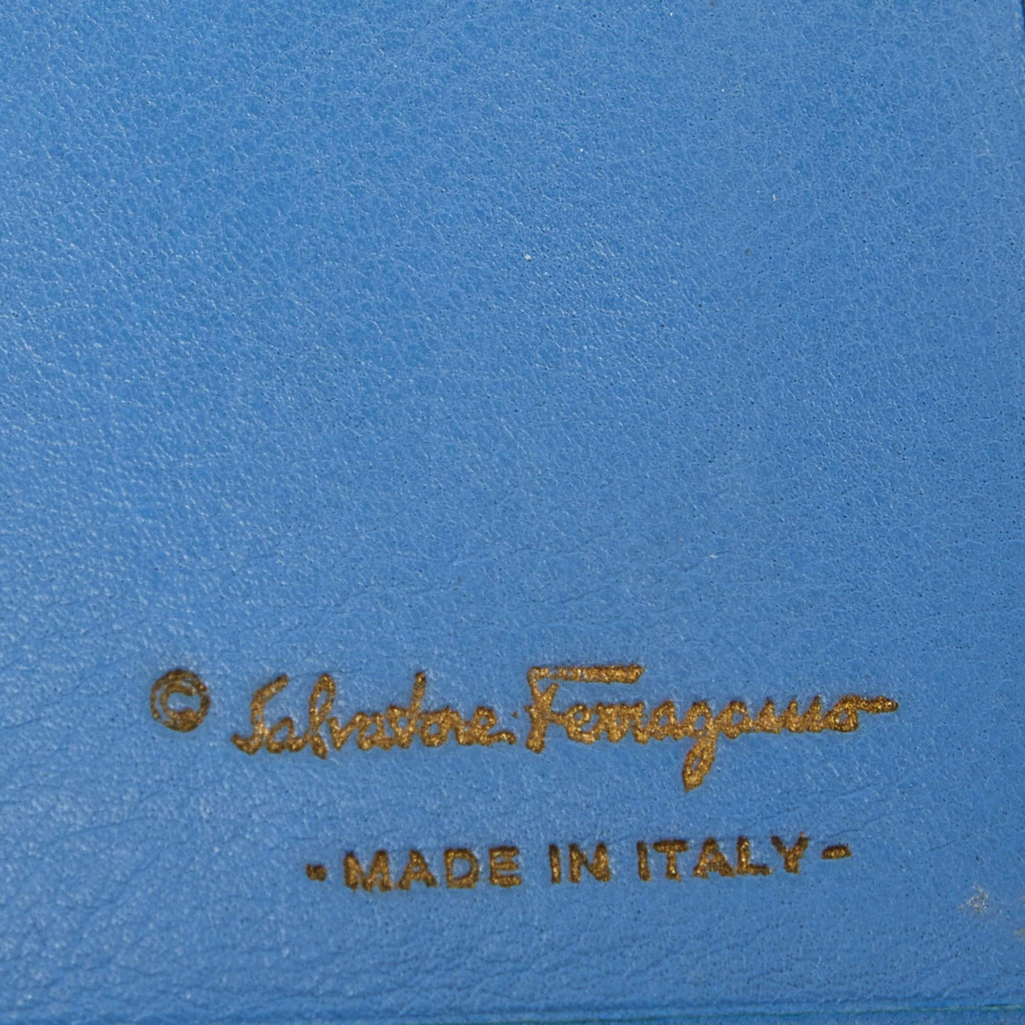 Salvatore Ferragamo Blue Leather Gancini Wallet 4