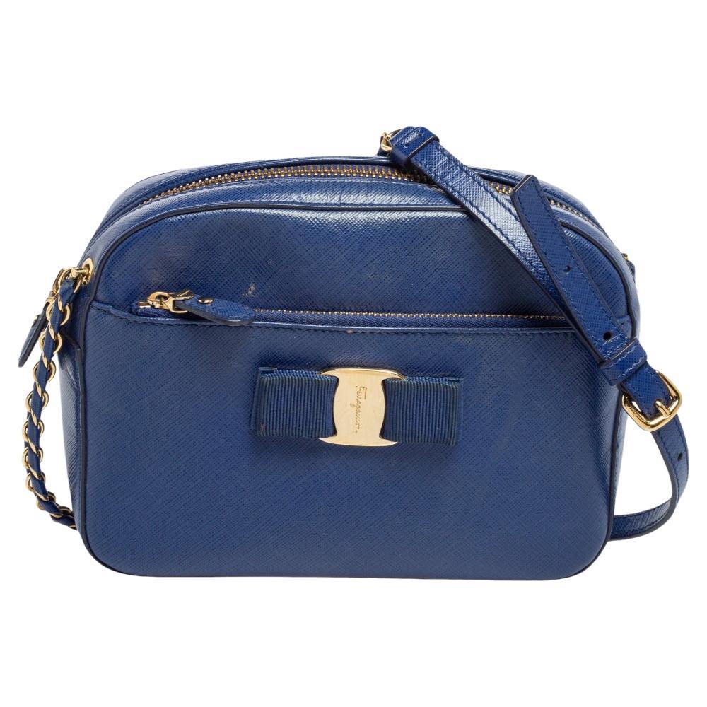 Salvatore Ferragamo Blue Leather Lydia Camera Bag