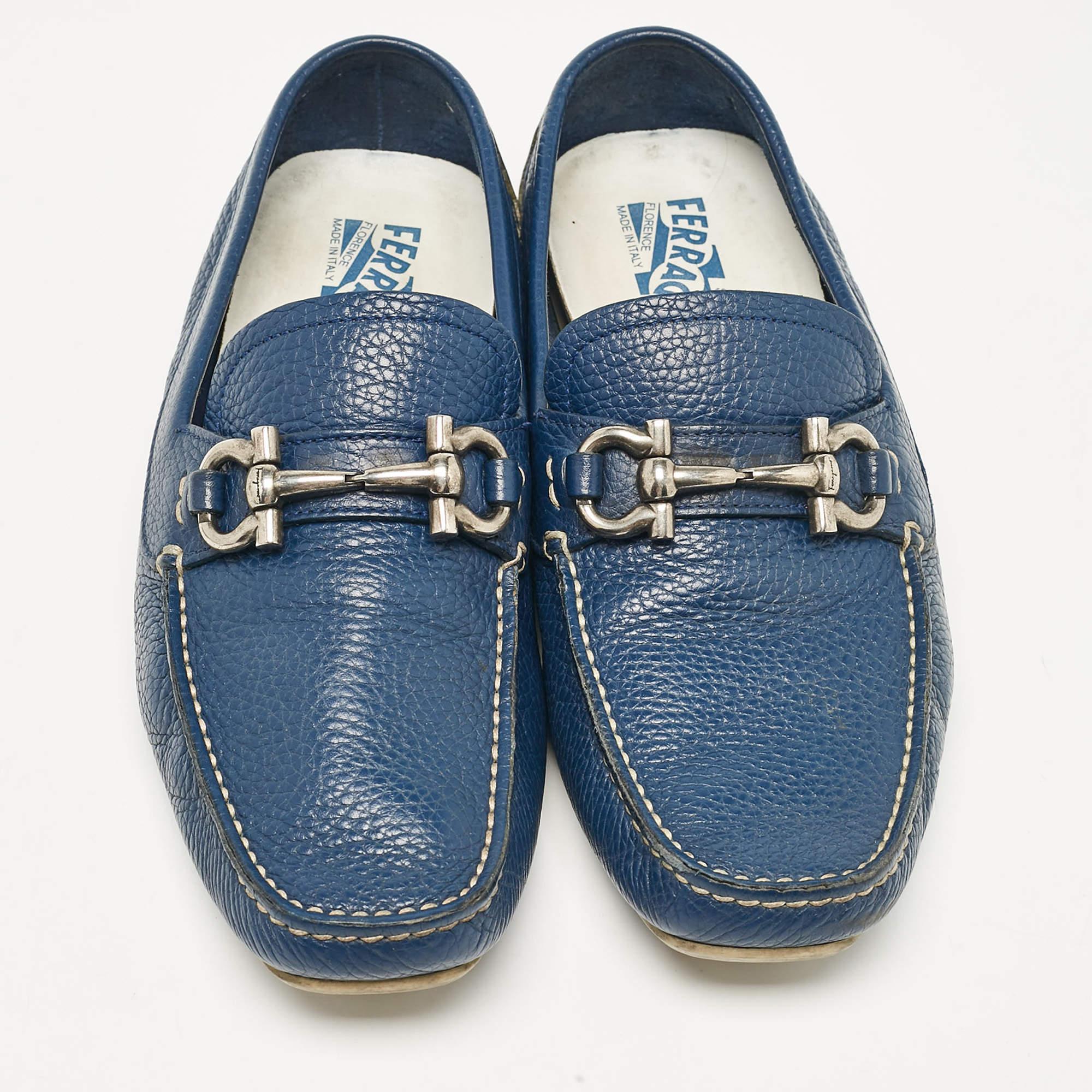 Gris Salvatore Ferragamo - Mocassins Paris en cuir bleu, taille 39,5