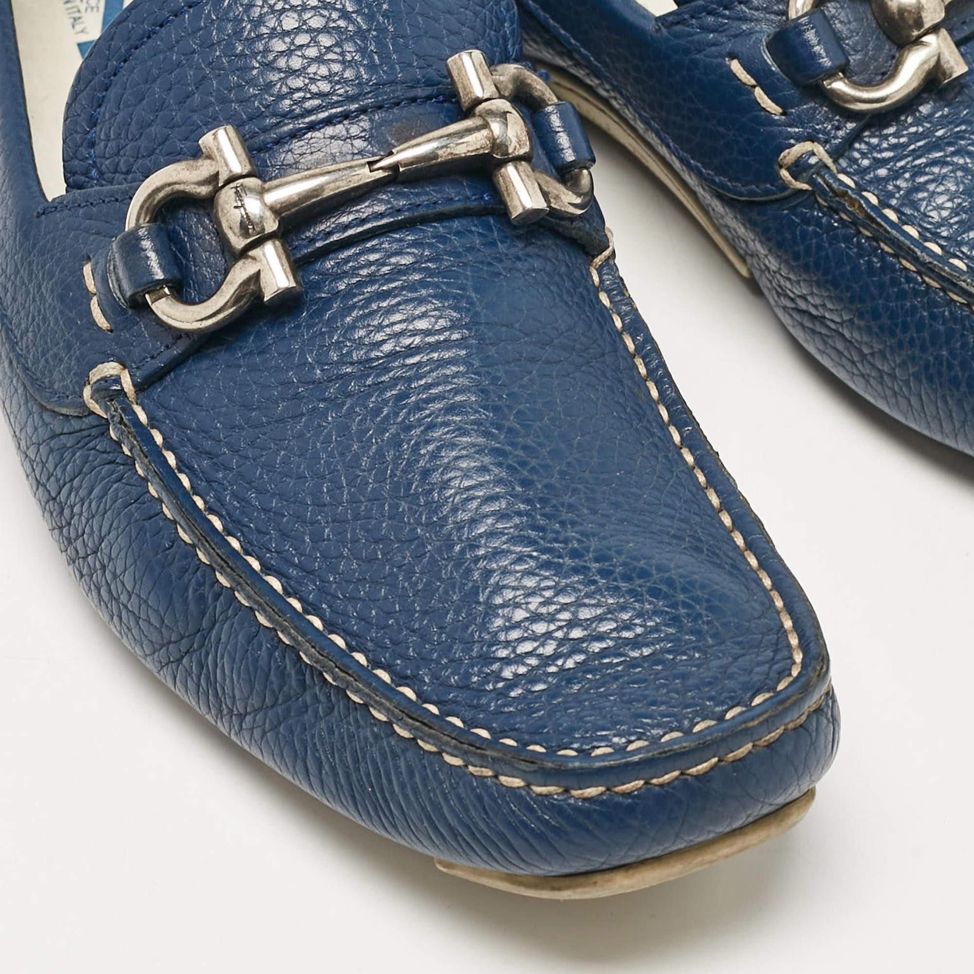 Salvatore Ferragamo - Mocassins Paris en cuir bleu, taille 39,5 2
