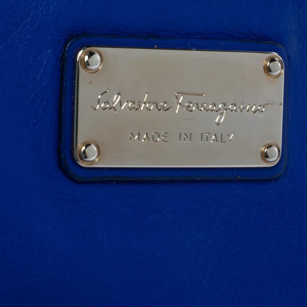 Salvatore Ferragamo Blue Leather Sookie Top Handle Bag 5