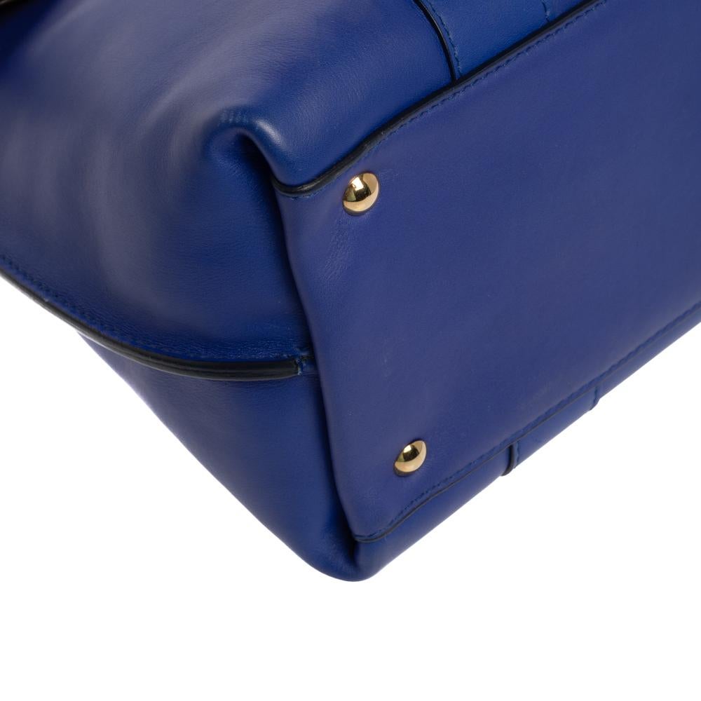 Salvatore Ferragamo Blue Leather Sookie Top Handle Bag 6