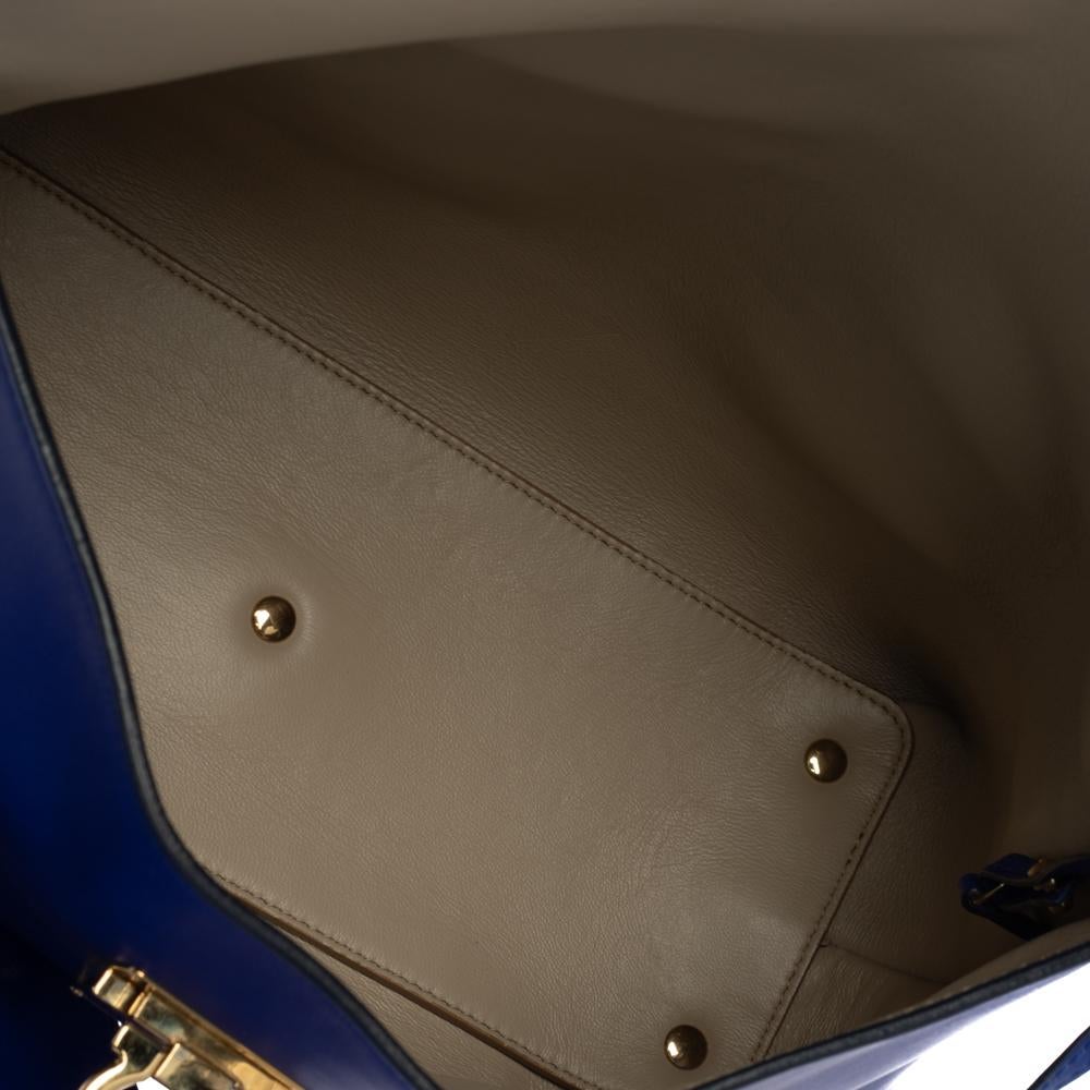 Salvatore Ferragamo Blue Leather Sookie Top Handle Bag 2