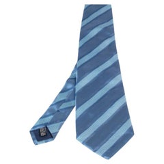 Salvatore Ferragamo Blue Multistriped Silk Tie
