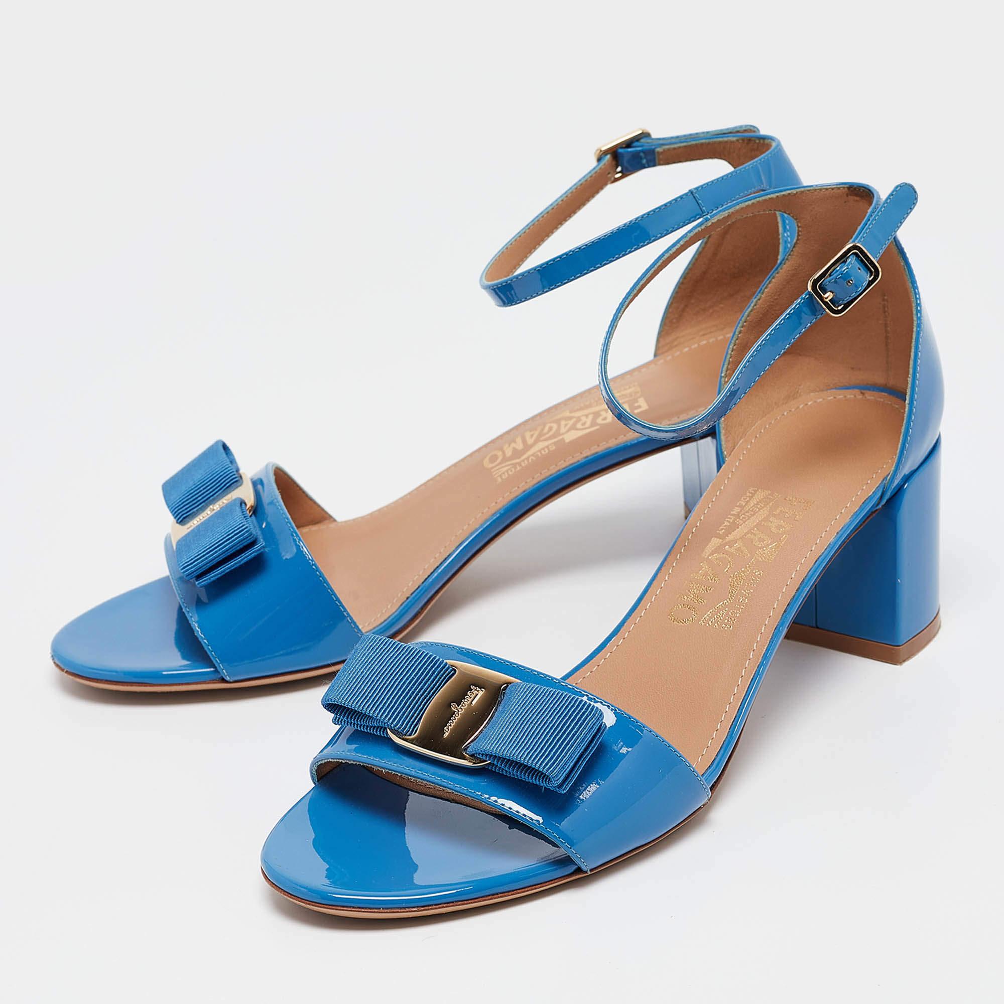 You can count on these Salvatore Ferragamo blue sandals to complete a day to evening look. They are crafted beautifully and designed to offer the right fit and a comfortable lift.