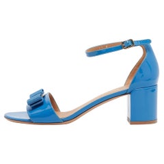 Salvatore Ferragamo Blue Patent Leather Gavina Sandals Size 39