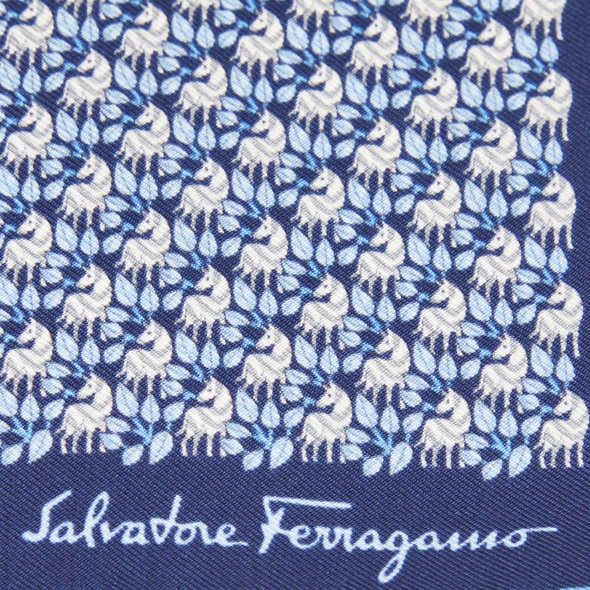 You can surely count on this stylish and adorable tie by Salvatore Ferragamo. Crafted with silk, it features adorable print and in a pleasing shade.

Includes
Original Box, Info Booklet, Brand Tag