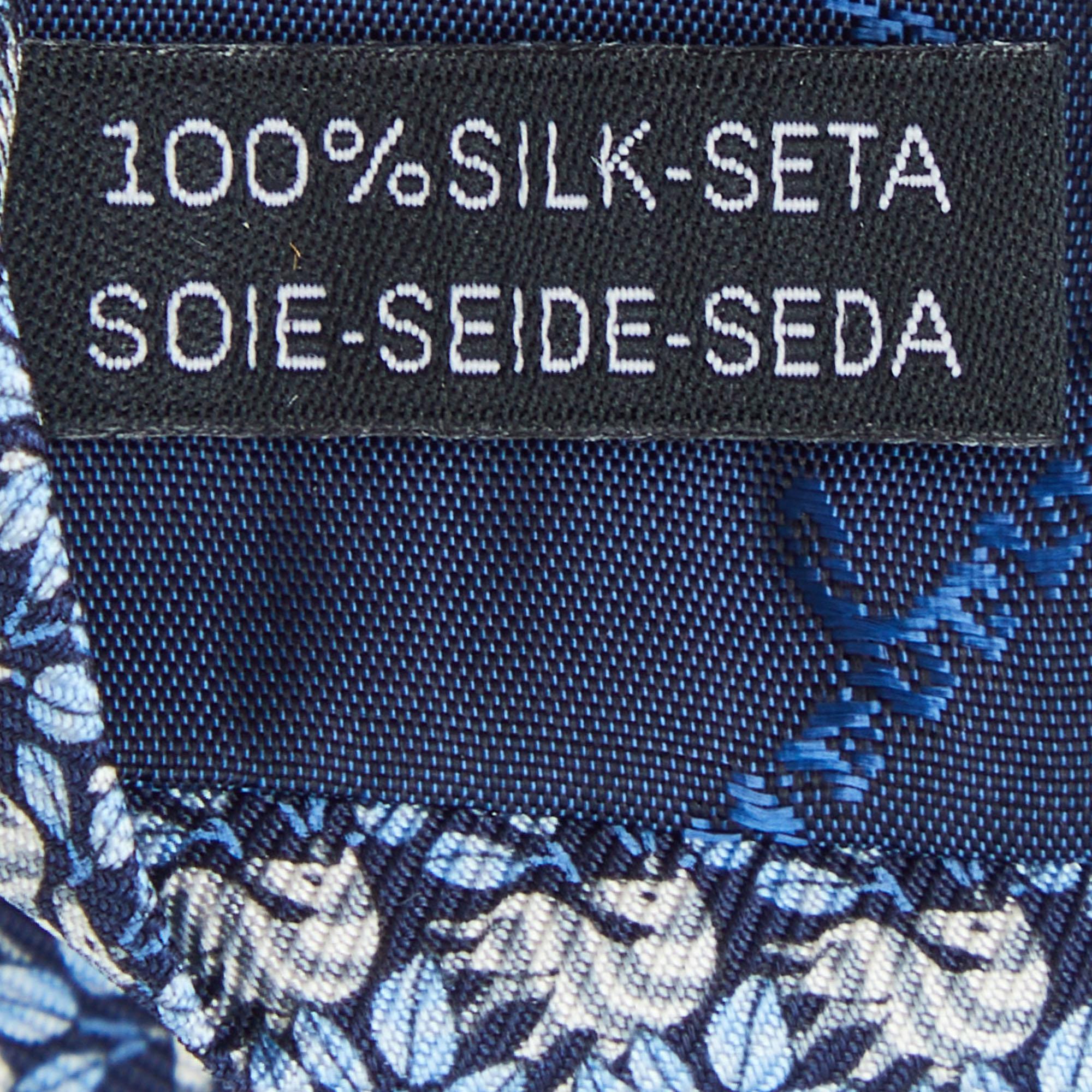Salvatore Ferragamo Blue Print Silk Tie and Pocket Sqaure 1