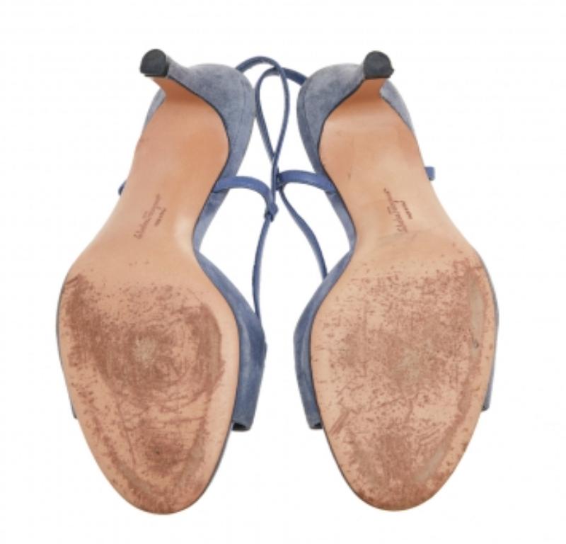 Salvatore Ferragamo Sandalias Slingback de ante y piel azul talla 40 en venta 3