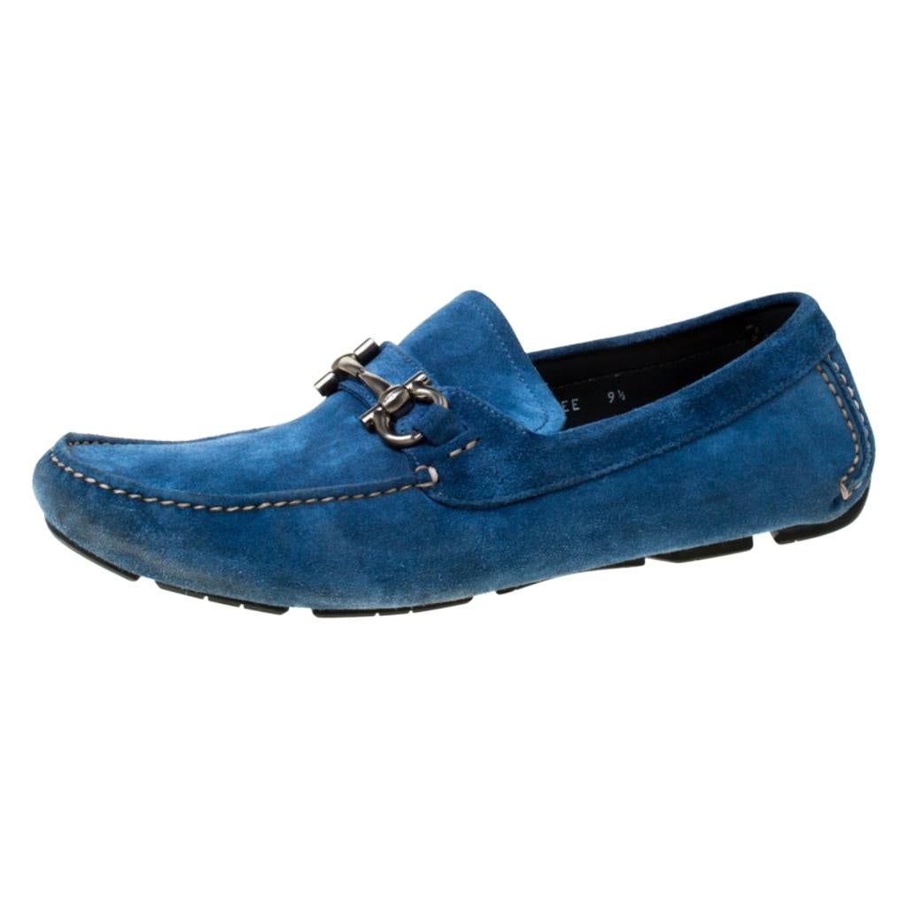 blue suede ferragamo