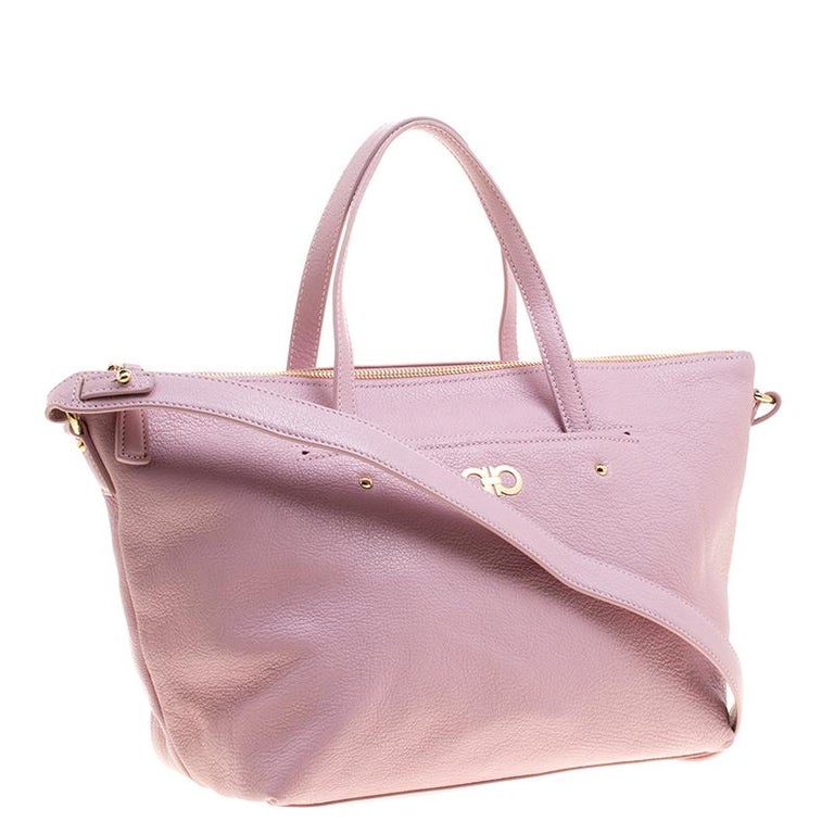 Salvatore Ferragamo Blush Pink Leather Small Mika Tote For Sale At 1stdibs