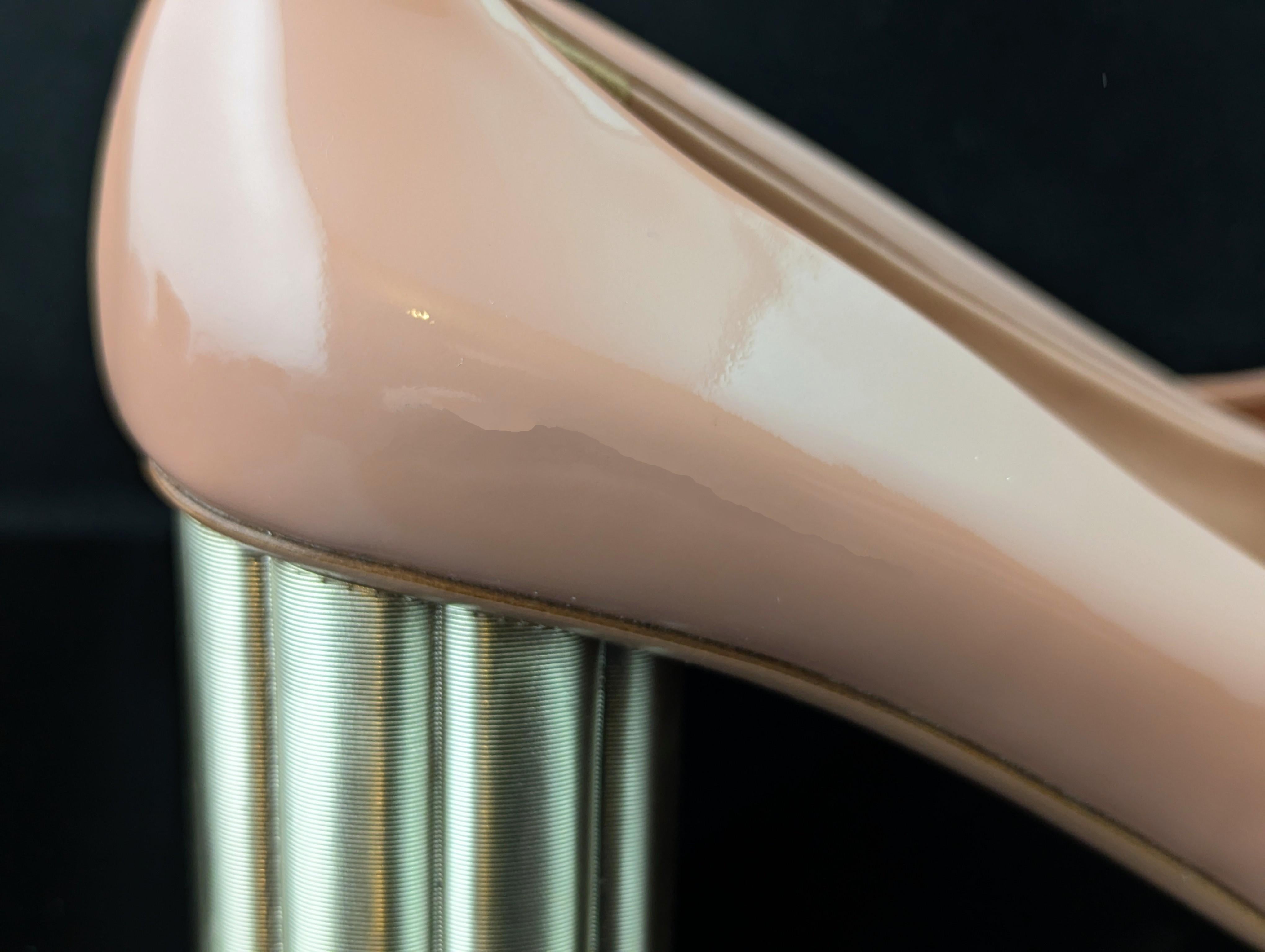 Salvatore Ferragamo blush pink patent leather heeled pumps For Sale 8