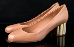 Salvatore Ferragamo blush pink patent leather heeled pumps