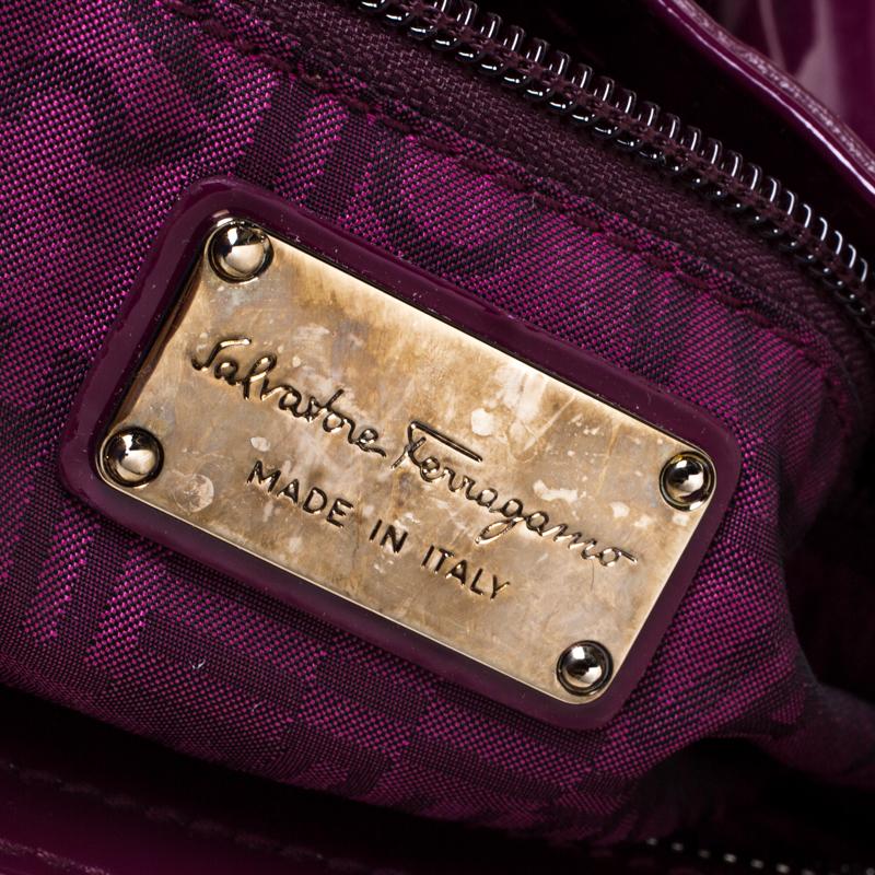 Salvatore Ferragamo Bordeaux Patent Leather Satchel 2