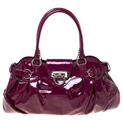 Salvatore Ferragamo Bordeaux Patent Leather Satchel