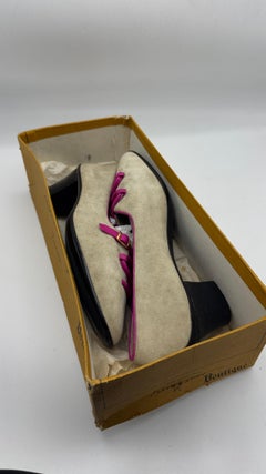 Salvatore Ferragamo Boutique Suede Heels with Pink Leather Details and Buckle