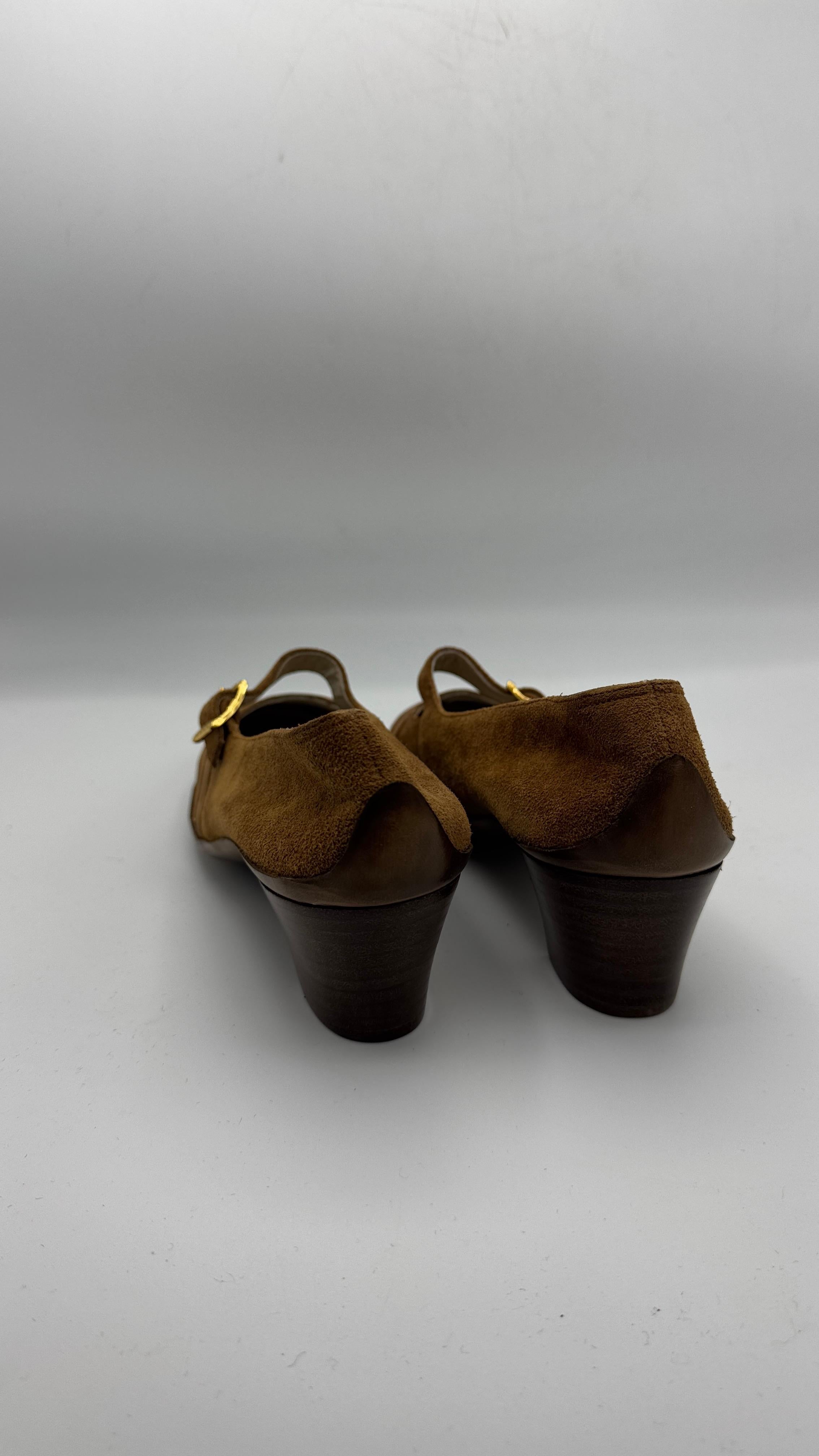 Salvatore Ferragamo Boutique Suede Mary Jane Pumps with Box en vente 1