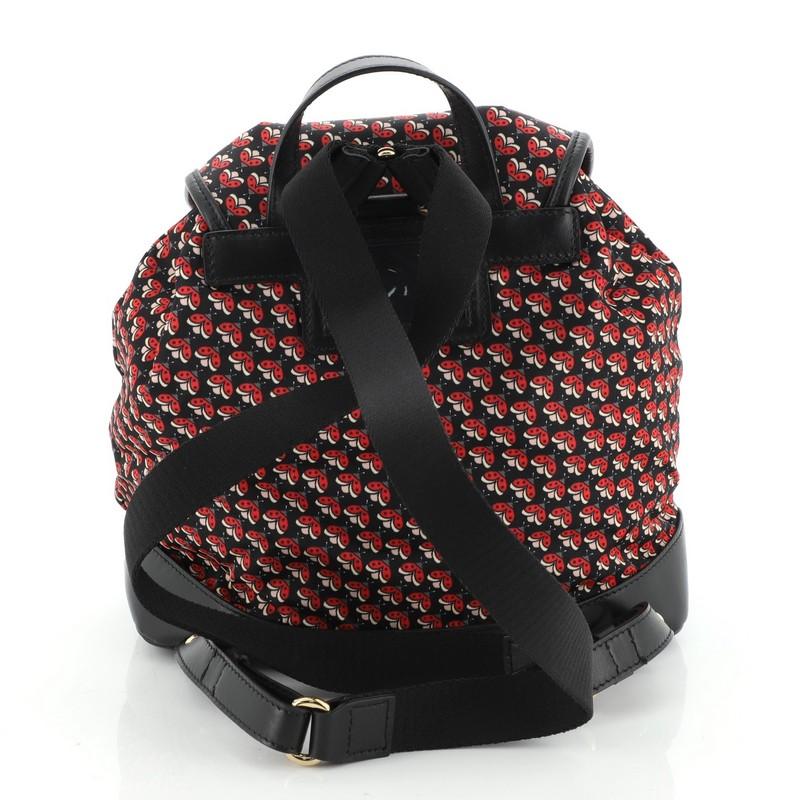 Salvatore Ferragamo Bow Flap Backpack Printed Nylon Medium In Good Condition In NY, NY