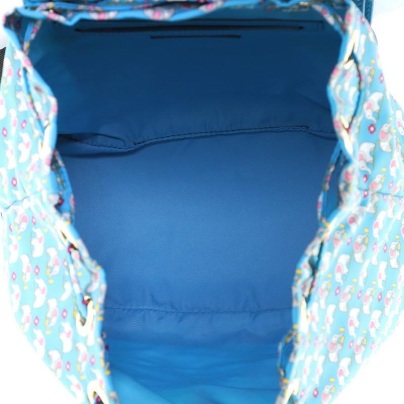 Blue Salvatore Ferragamo Bow Flap Backpack Printed Nylon Medium