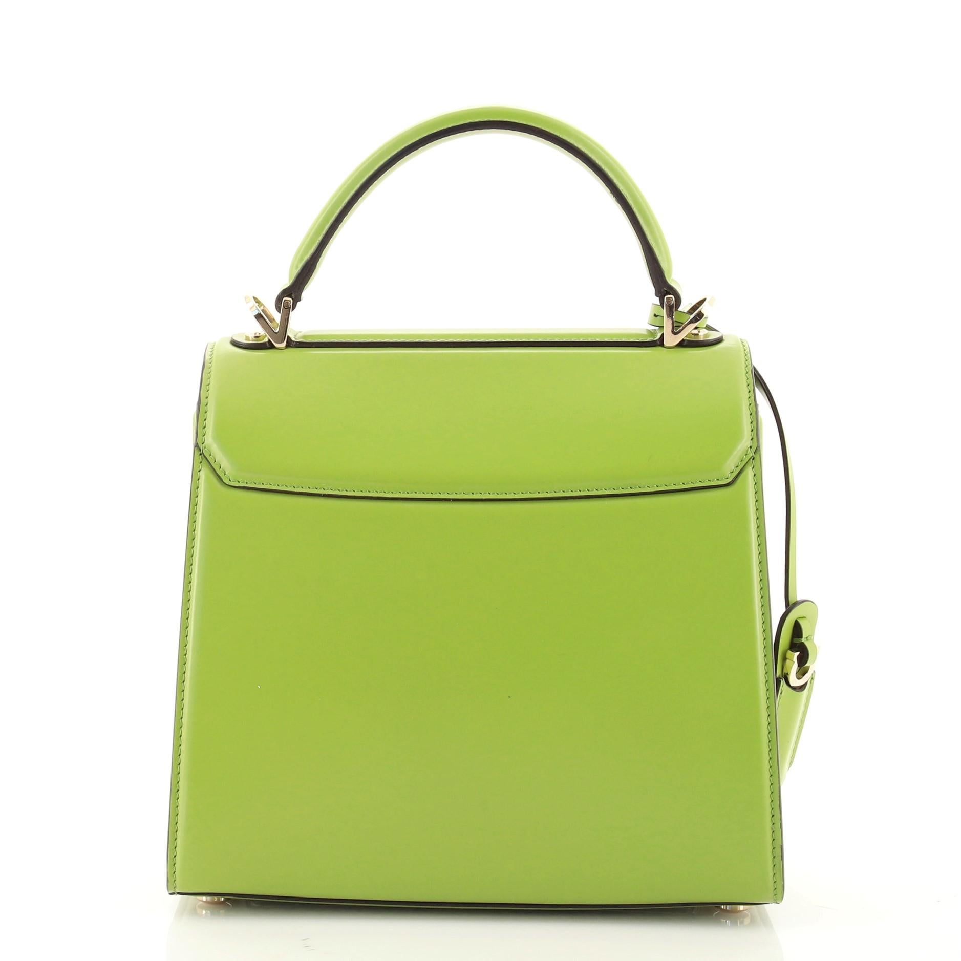 Green Salvatore Ferragamo Boxyz Top Handle Bag Leather Medium